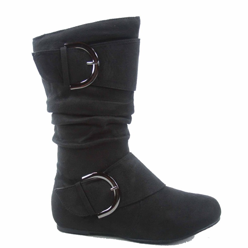 Lucky Top Girl's Kid's Cute Zipper Mid Calf Slouchy Flat Boot Shoes Size 9 - 4