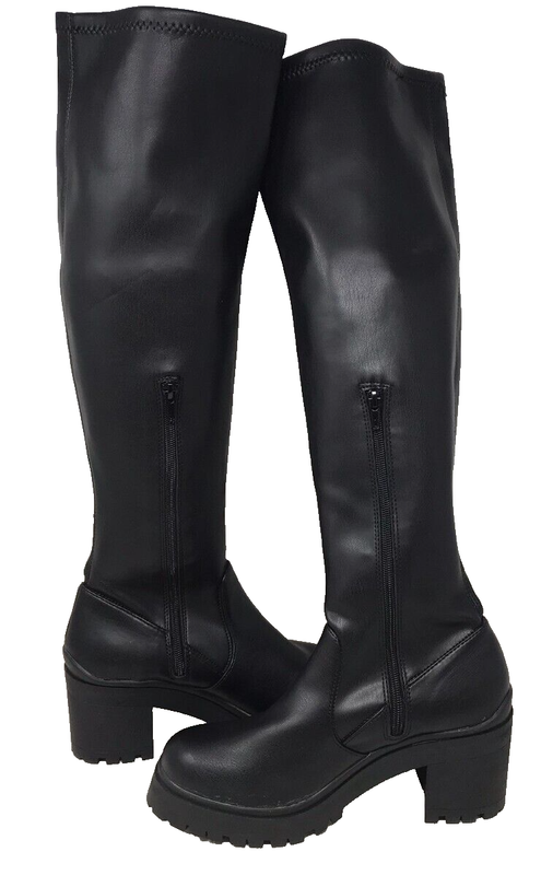 Madden Girl Women's Coretta Zip Comfort Knee High Boots Black Size:10 91U