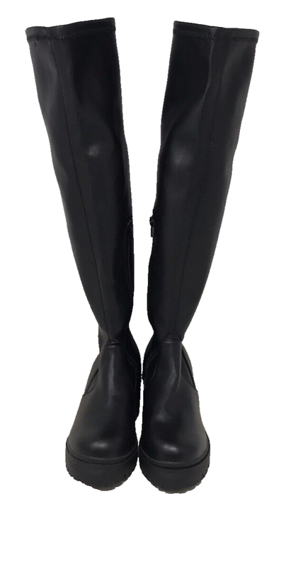 Madden Girl Women's Coretta Zip Comfort Knee High Boots Black Size:10 91U