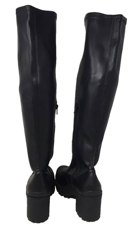 Madden Girl Women's Coretta Zip Comfort Knee High Boots Black Size:10 91U