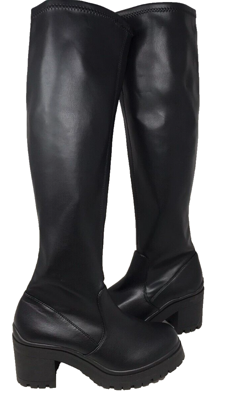 Madden Girl Women's Coretta Zip Comfort Knee High Boots Black Size:10 91U