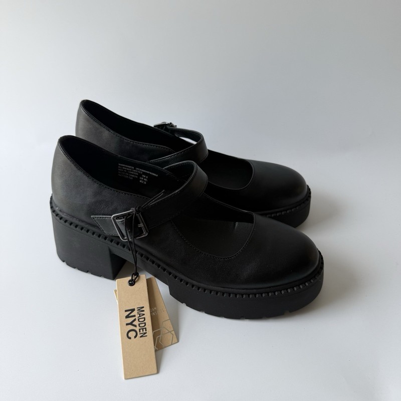 Madden NYC Lug Mary Jane Chunky Platform Black Women Size 9 Comfort Foam Insole