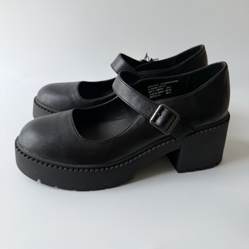 Madden NYC Lug Mary Jane Chunky Platform Black Women Size 9 Comfort Foam Insole