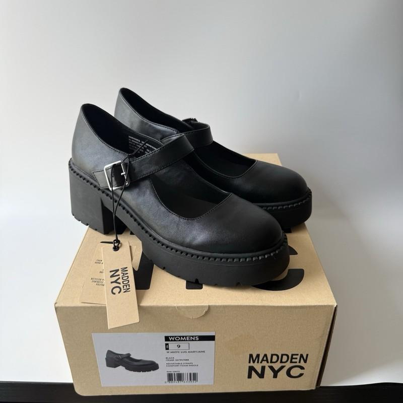 Madden NYC Lug Mary Jane Chunky Platform Black Women Size 9 Comfort Foam Insole