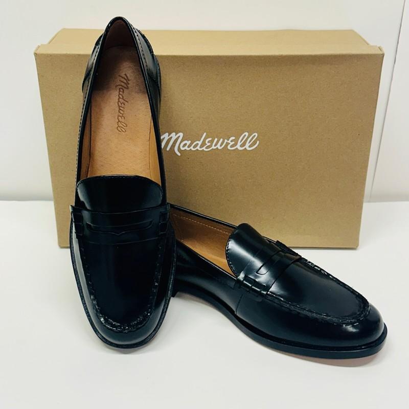 Madewell NJ255 Women's The Nye Penny Loafer In Leather True Black Sz 8 1/2 M