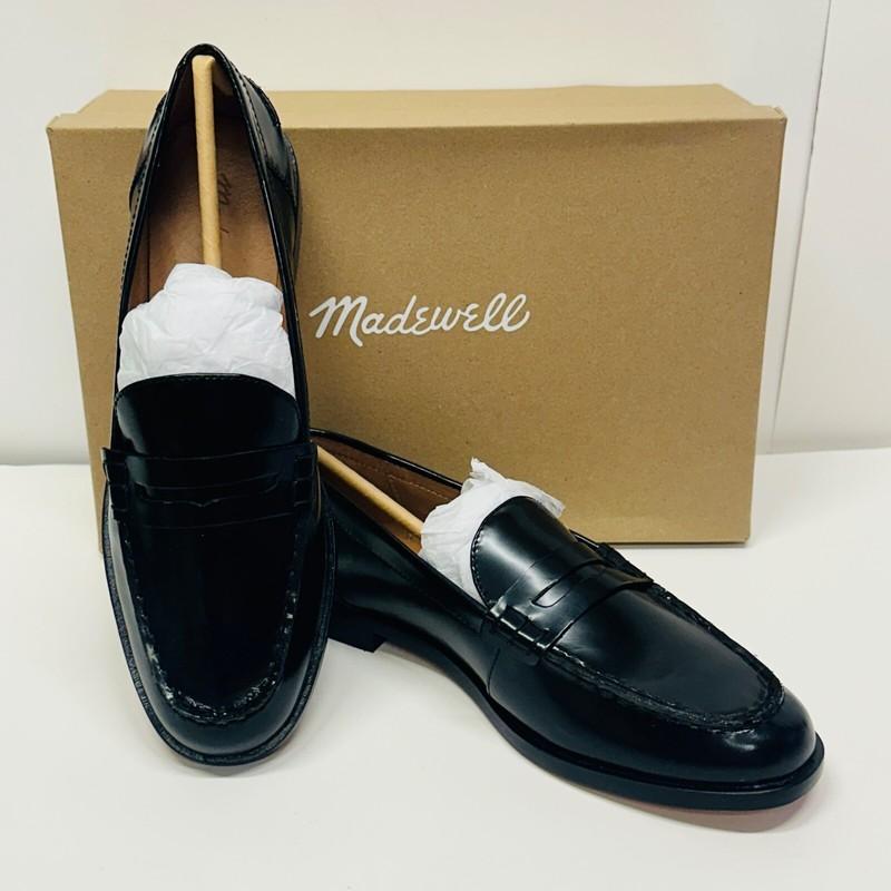 Madewell NJ255 Women's The Nye Penny Loafer In Leather True Black Sz 8 1/2 M