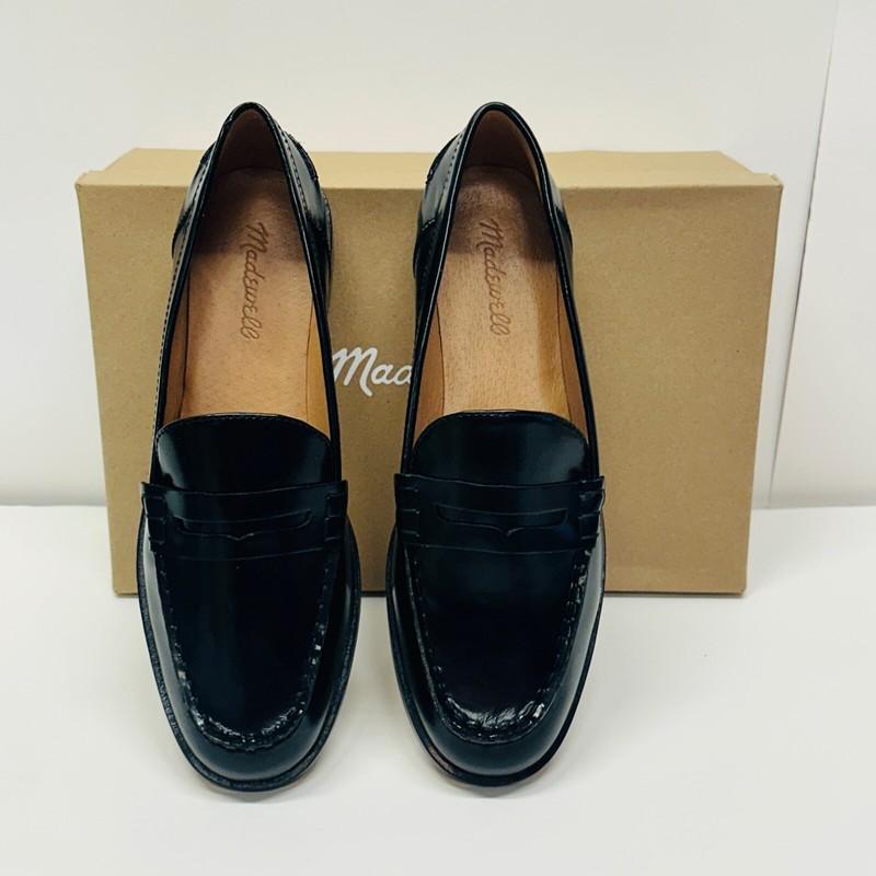 Madewell NJ255 Women's The Nye Penny Loafer In Leather True Black Sz 8 1/2 M
