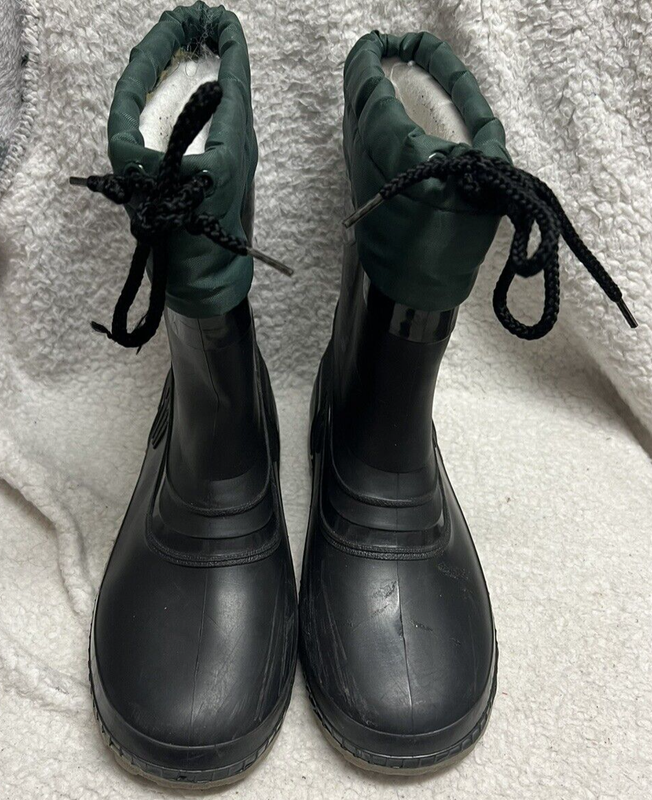 MAPLE LEAF BOY'S BLACK WINTER SNOW BOOTS REMOVABLE LINER NYLON/RUBBER SIZE6