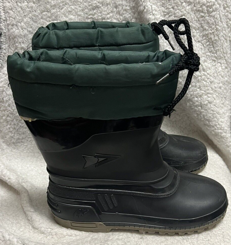MAPLE LEAF BOY'S BLACK WINTER SNOW BOOTS REMOVABLE LINER NYLON/RUBBER SIZE6