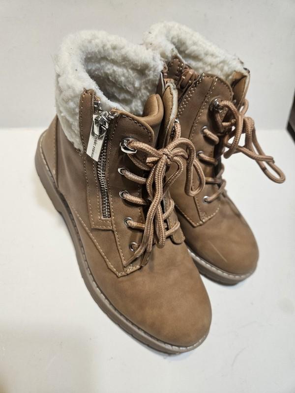 Marc Fisher Girls Sz 5 Jade Lace Zip Boots Cognac Color Little Big Kid EUC 9575☆