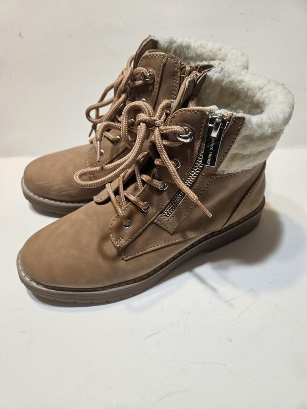 Marc Fisher Girls Sz 5 Jade Lace Zip Boots Cognac Color Little Big Kid EUC 9575☆