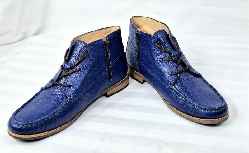 Marc Joseph New York Girls Lincoln Ankle Booties Leather Blue Lace Up Size 5