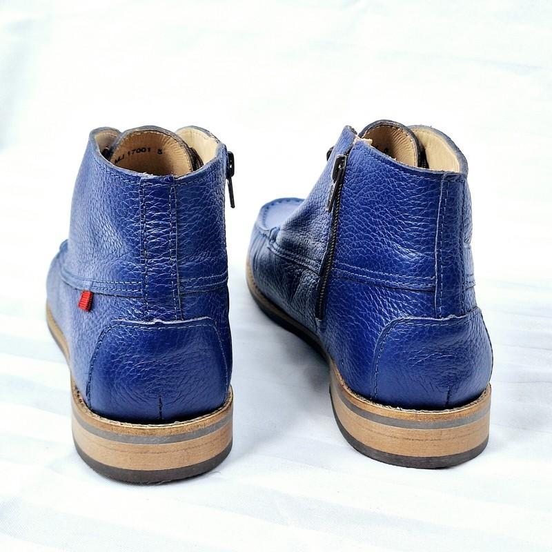Marc Joseph New York Girls Lincoln Ankle Booties Leather Blue Lace Up Size 5
