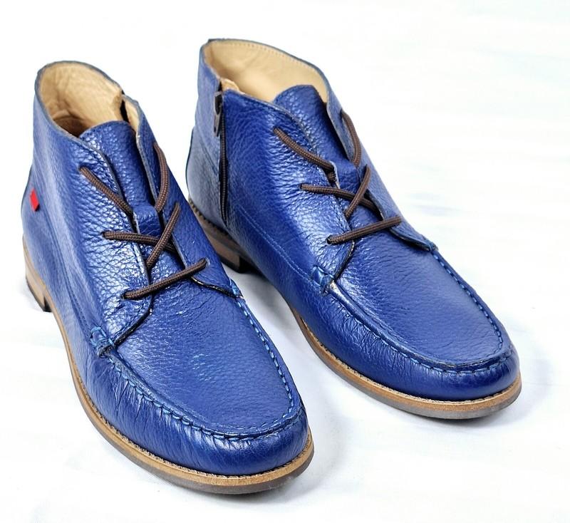 Marc Joseph New York Girls Lincoln Ankle Booties Leather Blue Lace Up Size 5