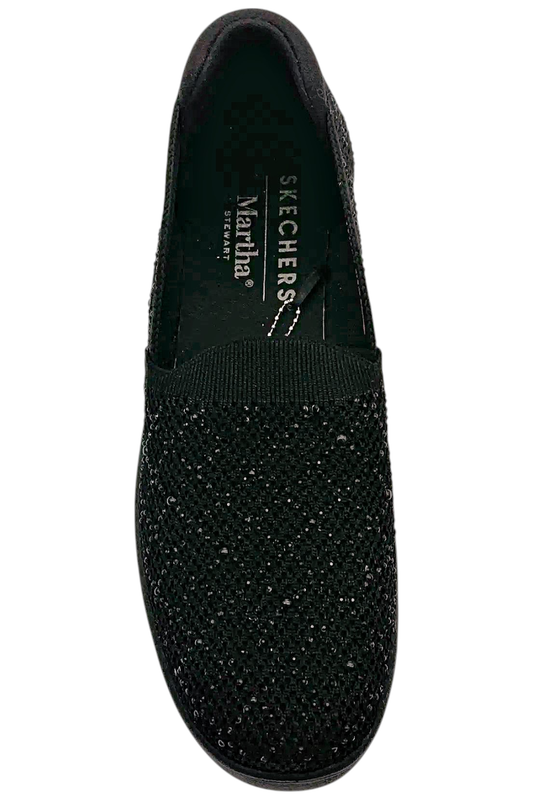 Martha Stewart X Skechers Pier Lite Vegan Sparkle Wedges Black