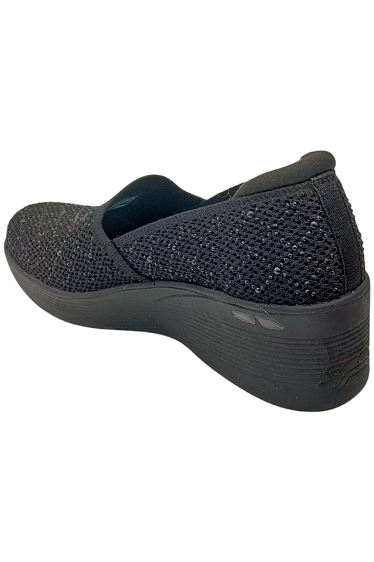 Martha Stewart X Skechers Pier Lite Vegan Sparkle Wedges Black