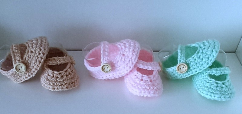 MARY JANES BABY CROCHET HANDMADE SHOES FLATS BALLERINAS BEIGE LIGHT PINK MINT