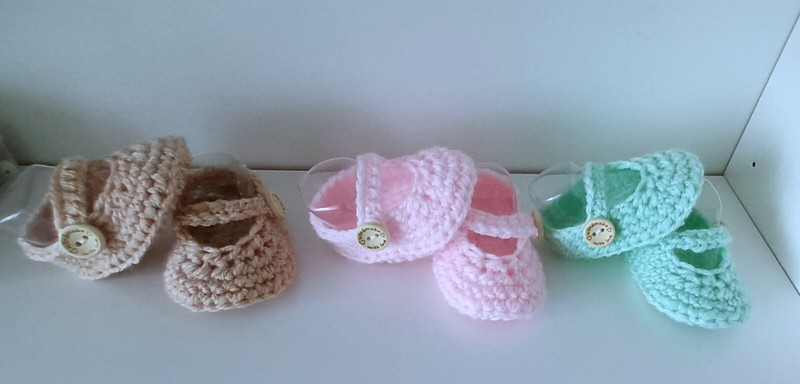 MARY JANES BABY CROCHET HANDMADE SHOES FLATS BALLERINAS BEIGE LIGHT PINK MINT