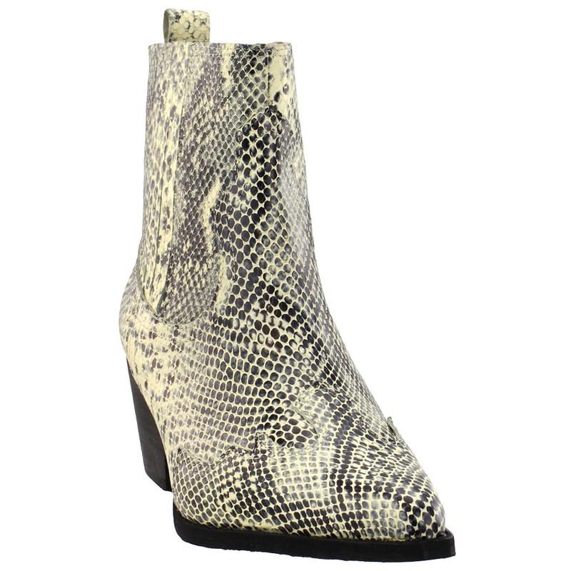 Matisse Avery Snake Pointed Toe Cowboy Booties Womens Off White Casual Boots AVE