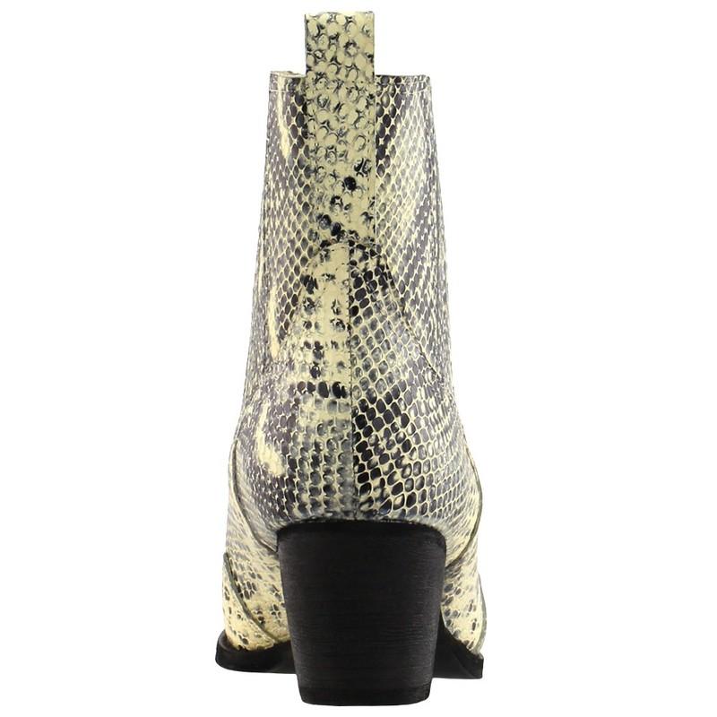 Matisse Avery Snake Pointed Toe Cowboy Booties Womens Off White Casual Boots AVE