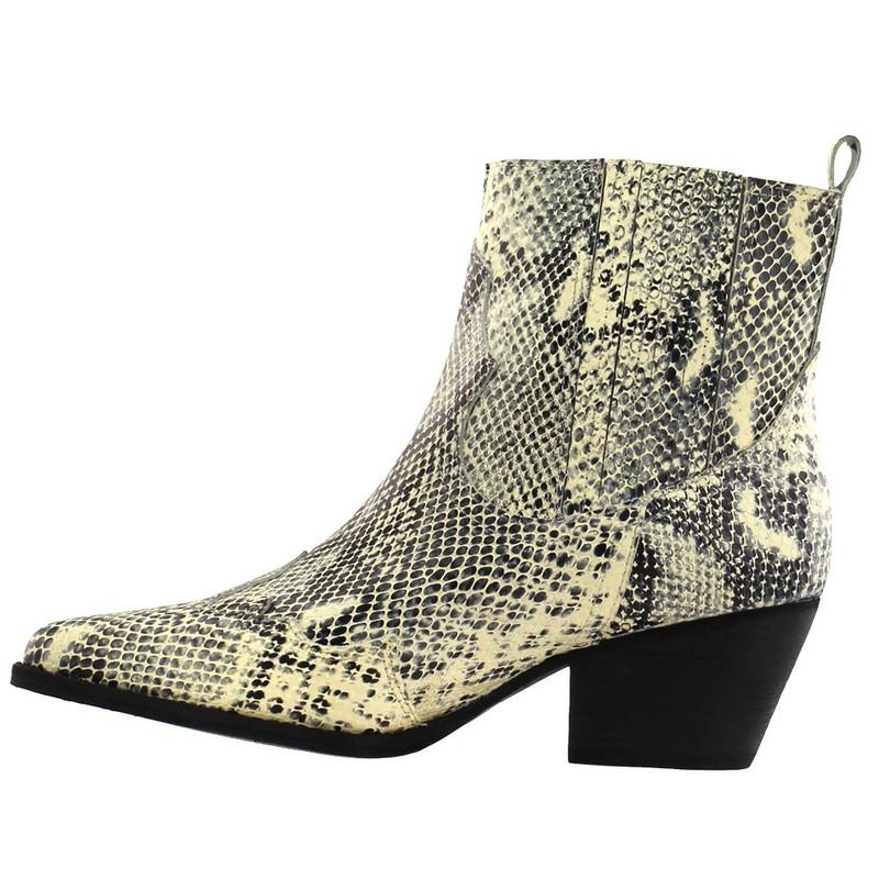 Matisse Avery Snake Pointed Toe Cowboy Booties Womens Off White Casual Boots AVE