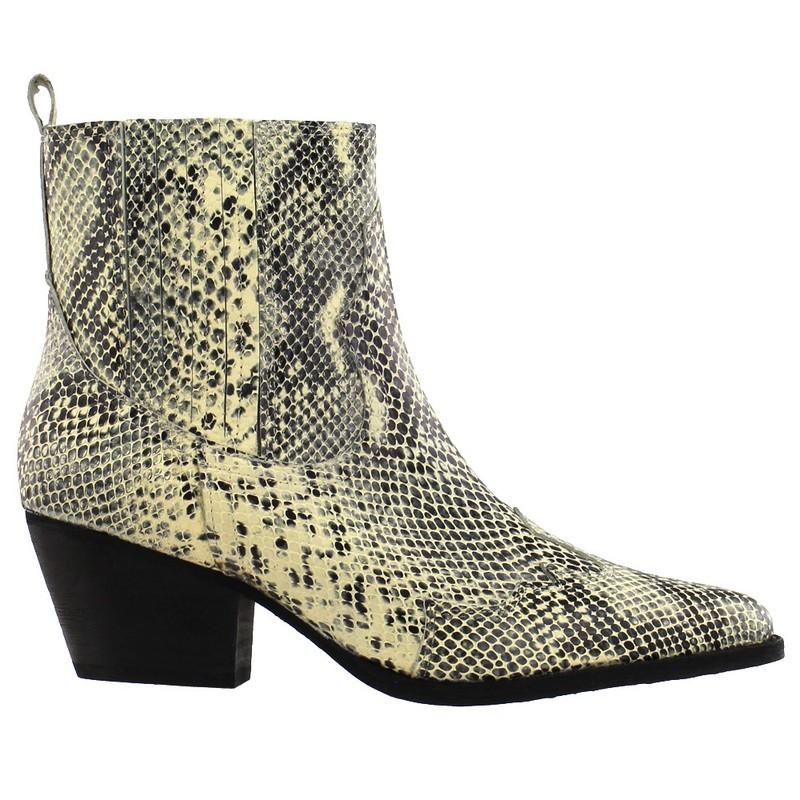 Matisse Avery Snake Pointed Toe Cowboy Booties Womens Off White Casual Boots AVE