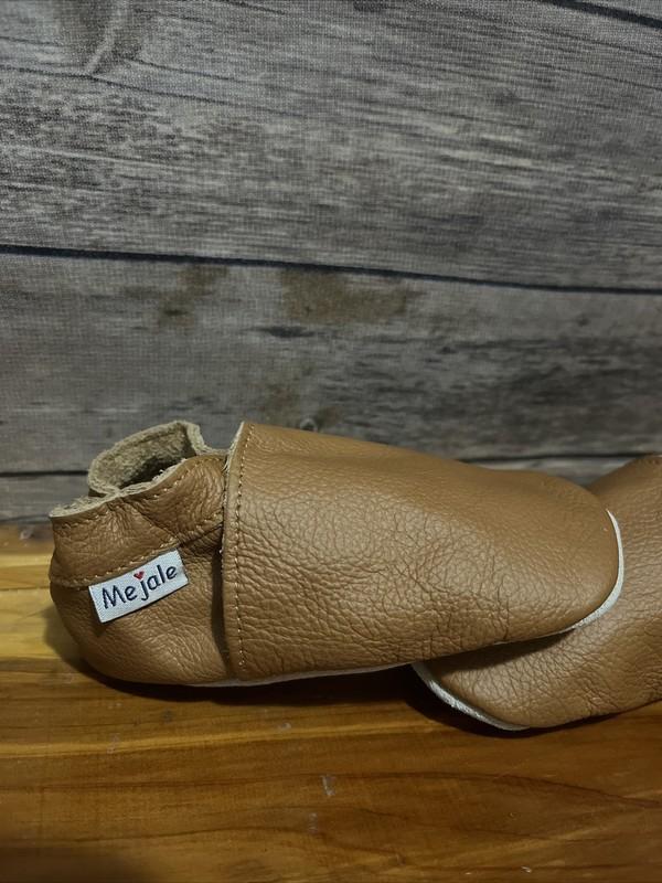 Mejale Toddler Leather Soft Sole Walking Shoes Brown Slip On Moccasins Size XL