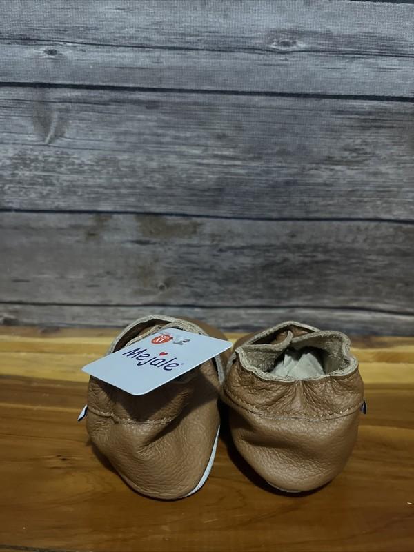 Mejale Toddler Leather Soft Sole Walking Shoes Brown Slip On Moccasins Size XL