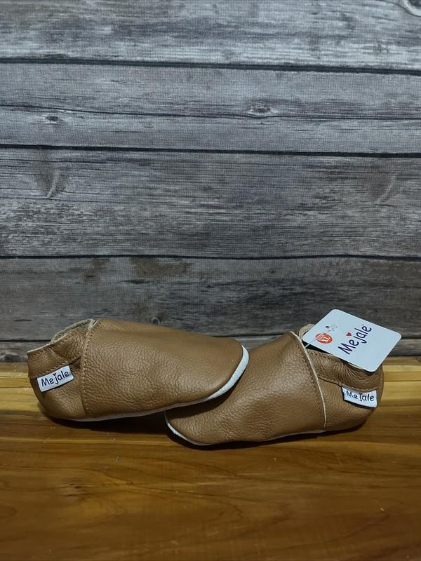 Mejale Toddler Leather Soft Sole Walking Shoes Brown Slip On Moccasins Size XL