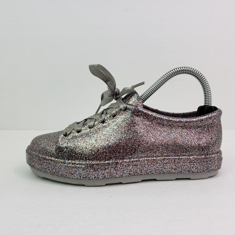 Mel Melissa Minnie Mouse Girls Size 2 Gray Glitter Ribbon Laces Sneaker Shoes