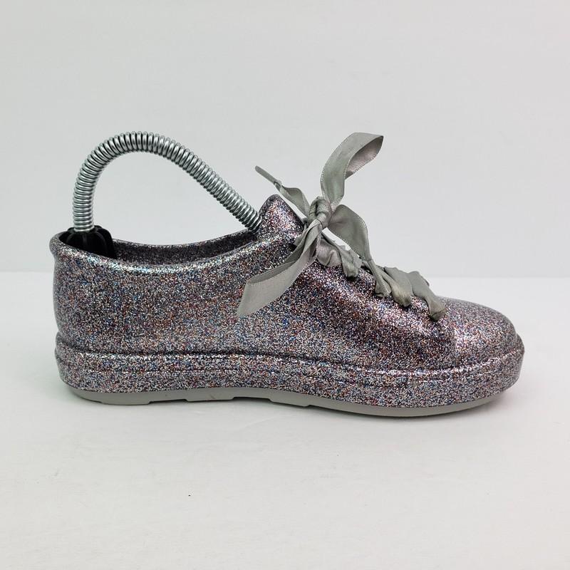Mel Melissa Minnie Mouse Girls Size 2 Gray Glitter Ribbon Laces Sneaker Shoes