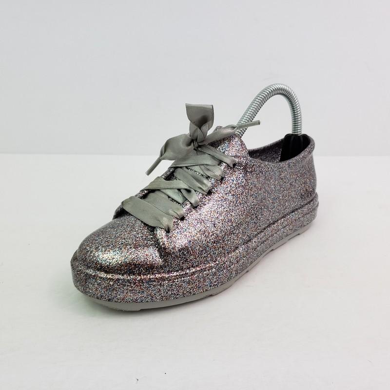 Mel Melissa Minnie Mouse Girls Size 2 Gray Glitter Ribbon Laces Sneaker Shoes