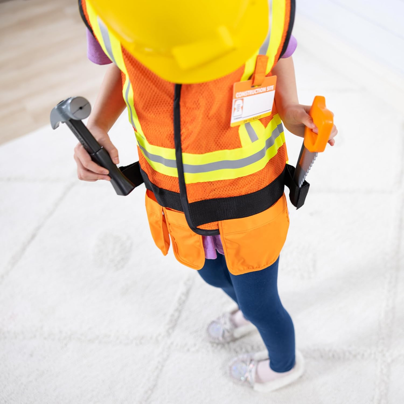 Melissa & Doug Construction Worker Role Play Costume Dress-Up Set (6 Pcs) Preten
