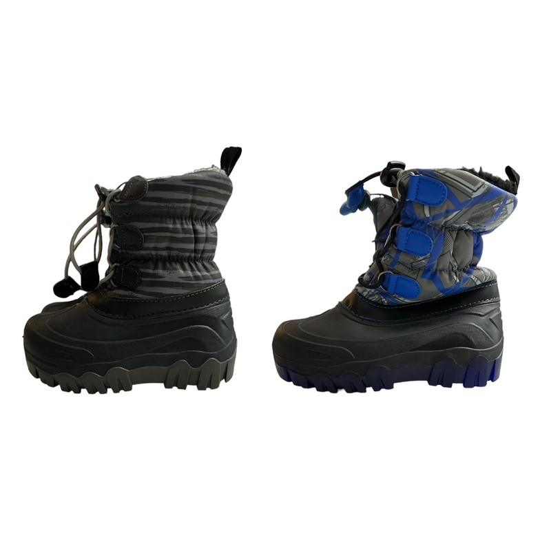 Member's Mark Boy's Toggle Closure Faux Fur Lined Winter Snow Boots (Black/Grey