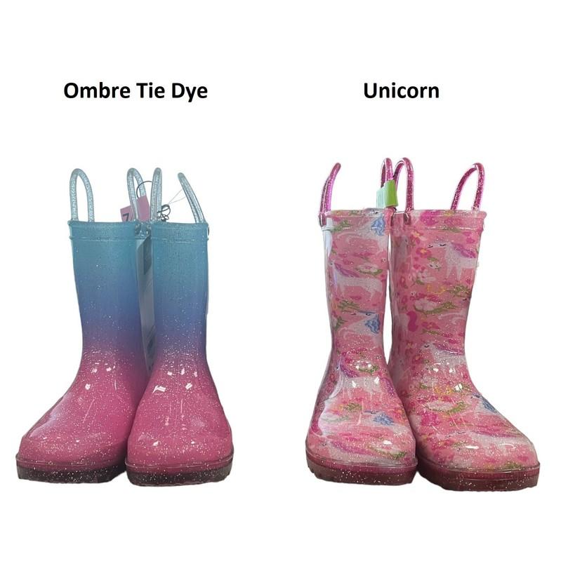 Member's Mark Girl's Easy Pull On Side Handles Light Up Bottom Rain Boot