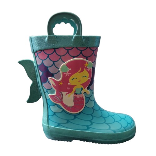 Members Mark Girl's Waterproof Easy Pull-On With Side Loops Rubber Rain Boots