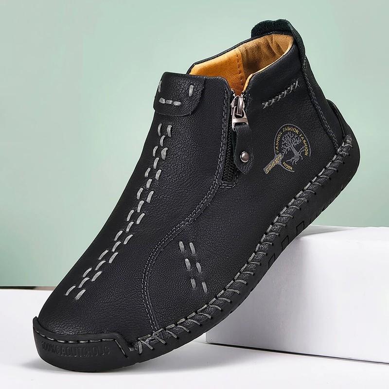 Men Ankle Boots Zipper Slip On Flats Comfortable Short Boot Booties Footwear