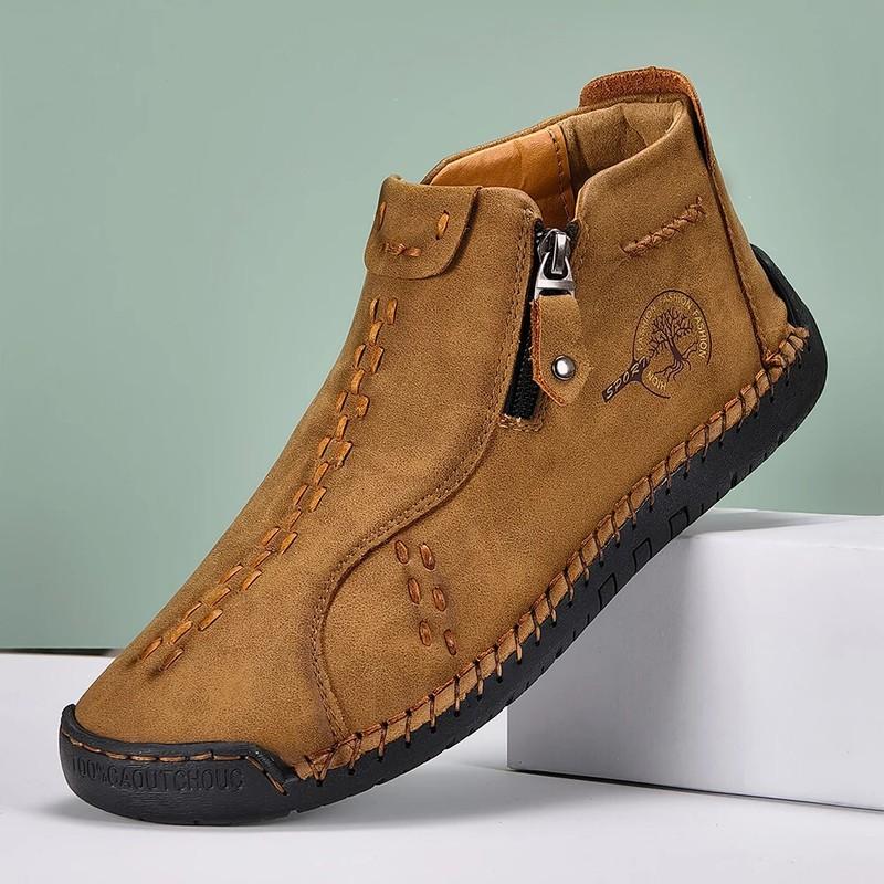 Men Ankle Boots Zipper Slip On Flats Comfortable Short Boot Booties Footwear