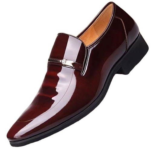 Men Casual Business Shoes Patent Leather Slip-On Flats Loafers Male Footwear