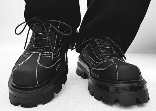Men Leather Lace Up Platform Fashion Sport Boots Winter Men Punk Suede Shoes