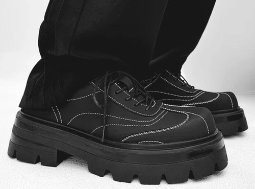 Men Leather Lace Up Platform Fashion Sport Boots Winter Men Punk Suede Shoes