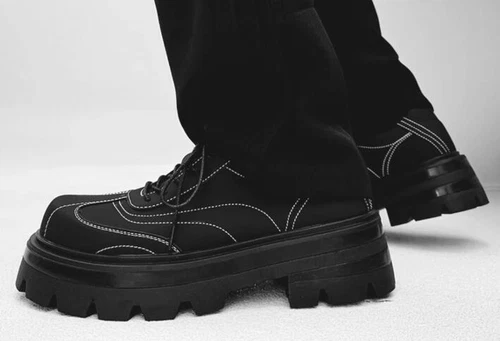 Men Leather Lace Up Platform Fashion Sport Boots Winter Men Punk Suede Shoes