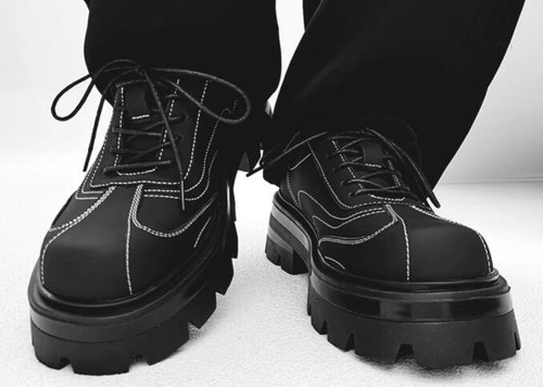 Men Leather Lace up Platform Fashion Sport Boots Winter Men Punk Suede Shoes