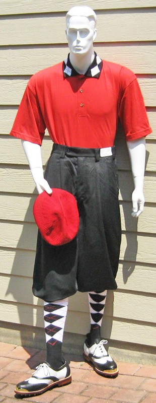 Men New Black Microfiber Golf Knicker outfit-Shirt-cap -Socks BWRR
