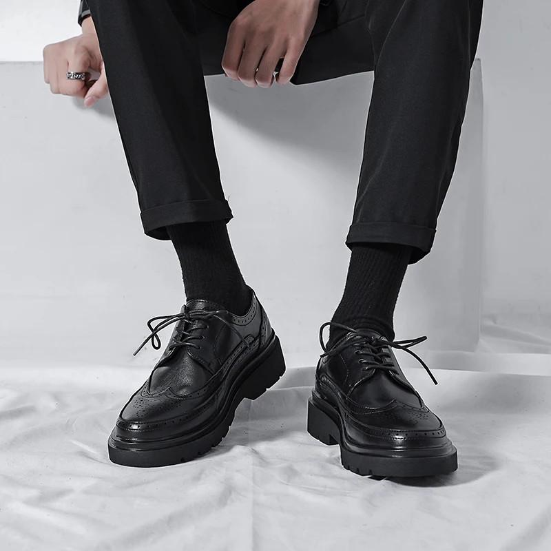 Men Outdoor Slip On Dress Shoes Thick Sole Synthetic Leather Business Flat Shoes