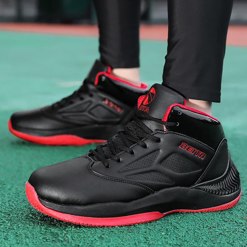 Men's Basketball Sneakers Shoes Athletic Plus Size Black & Red Running Non-slip