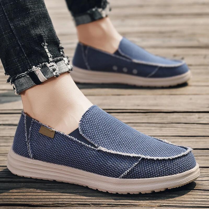 Men's Breathable Casual Shoes Non-Slip Canvas Sneakers Comfortable Driving Shoes