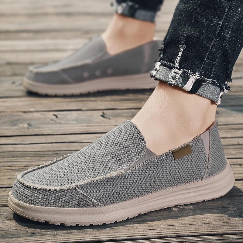 Men's Breathable Casual Shoes Non-Slip Canvas Sneakers Comfortable Driving Shoes