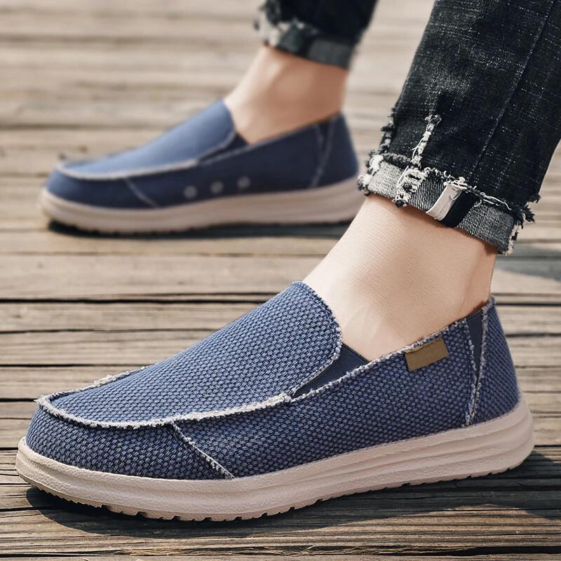 Men's Breathable Casual Shoes Non-Slip Canvas Sneakers Comfortable Driving Shoes