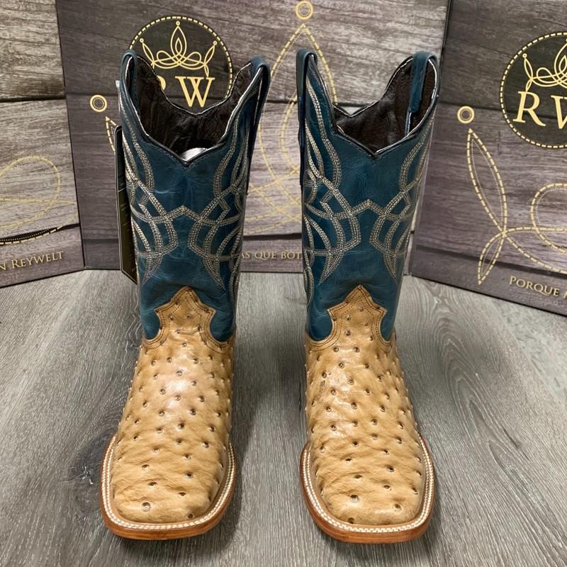 MEN'S BROWN OSTRICH QUILL LEATHER WESTERN RODEO EXOTIC COWBOY SQUARE TOE BOTAS